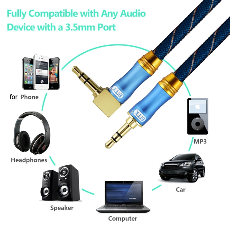 EMK 90-Degree Car 3.5mm Audio Cable Extension Cable, Cable Length: