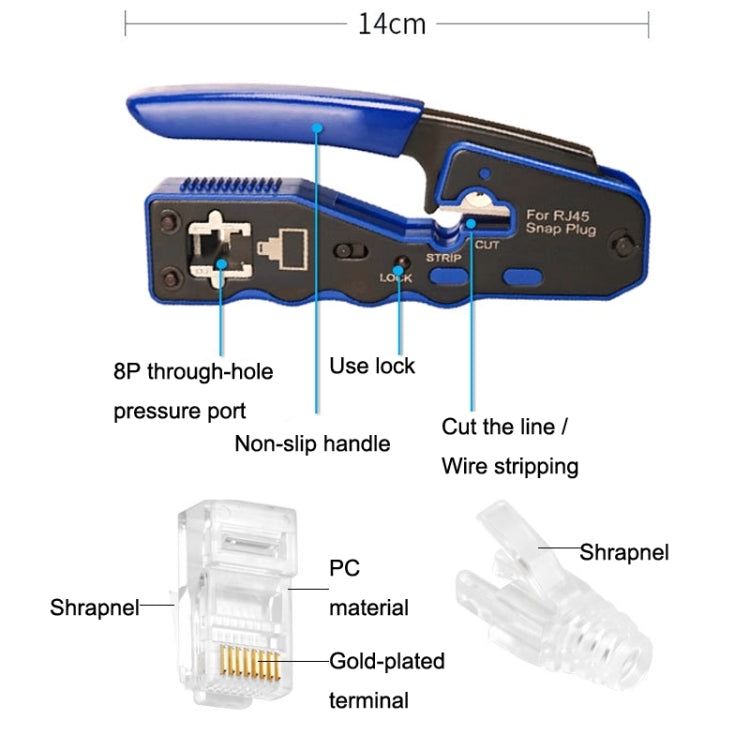 Rj45 8P Through-hole Connector Jacket Network Tool Wire Stripper Set