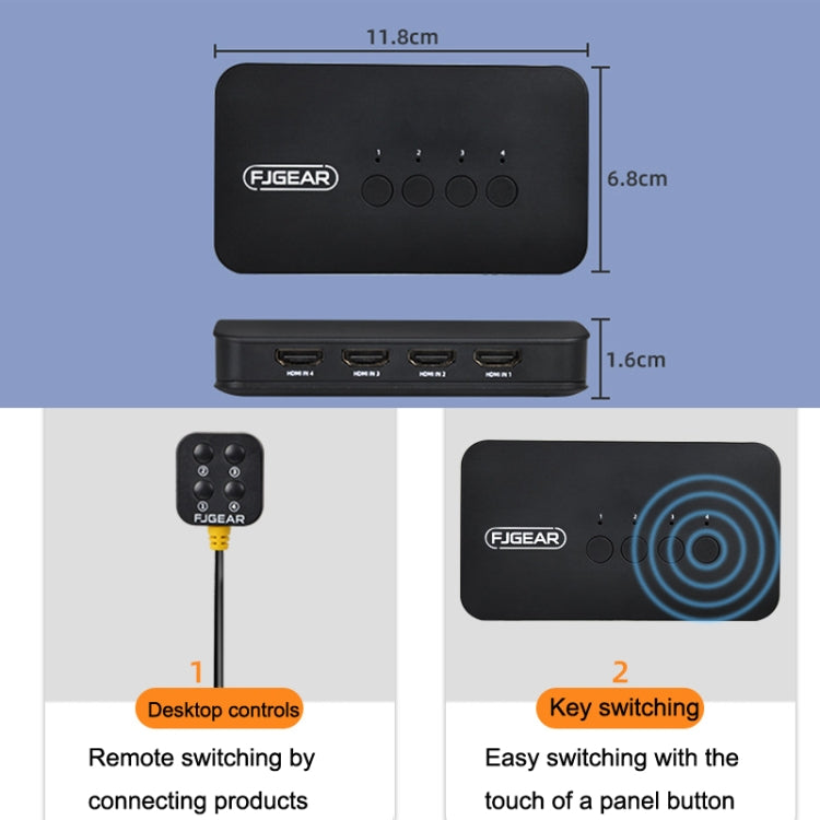 FJGEAR FJ-HK401 4 In 1 Out HDMI To KVM HD Video Switcher