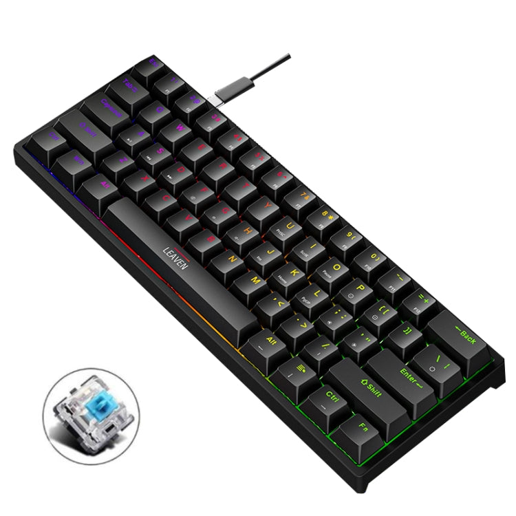 LEAVEN K620 61 Keys Hot Plug-in Glowing Game Wired Mechanical Keyboard, Cable Length: 1.8m