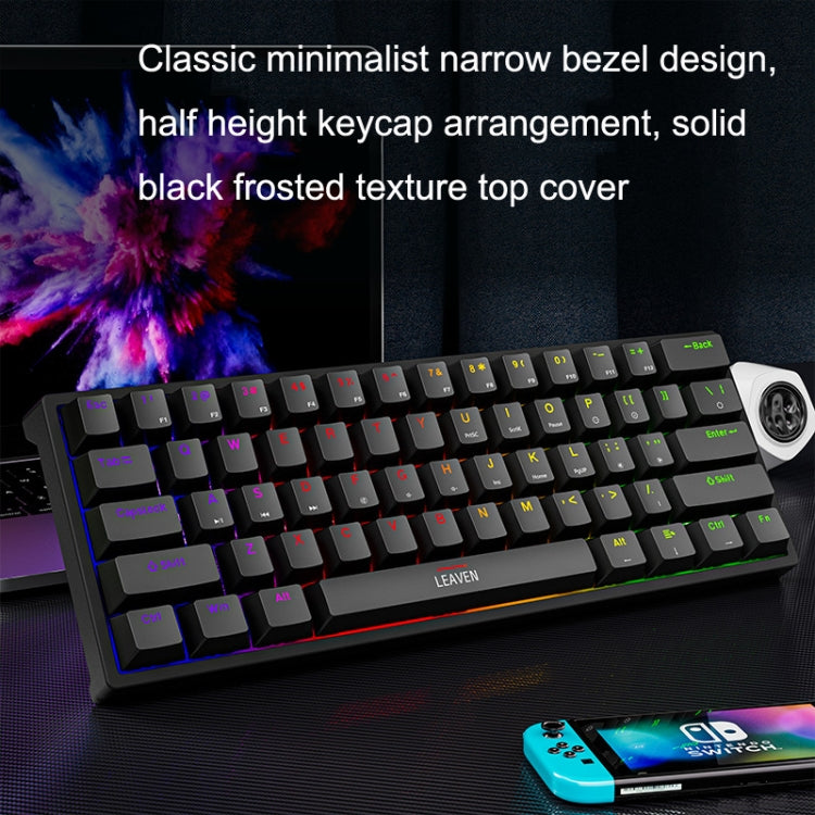 LEAVEN K620 61 Keys Hot Plug-in Glowing Game Wired Mechanical Keyboard, Cable Length: 1.8m