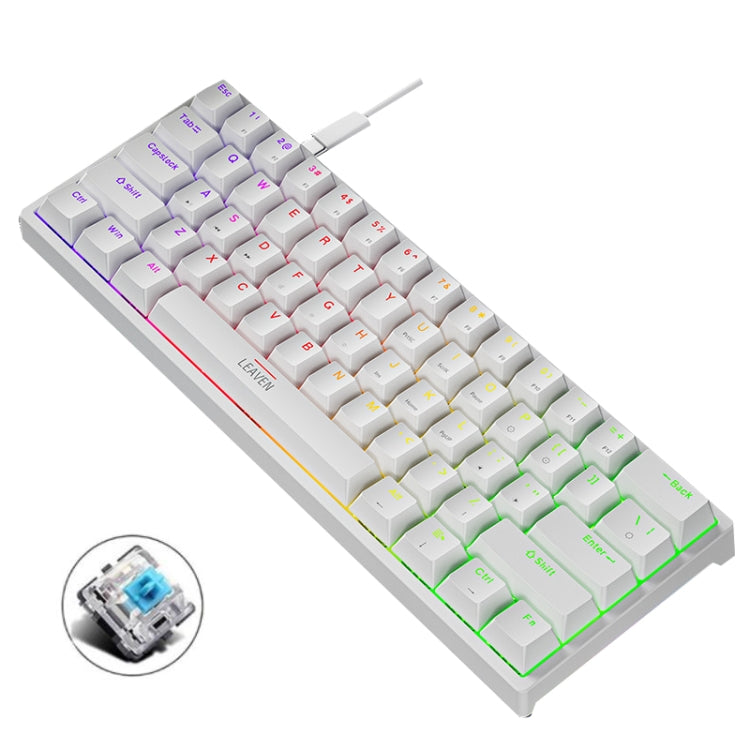 LEAVEN K620 61 Keys Hot Plug-in Glowing Game Wired Mechanical Keyboard, Cable Length: 1.8m