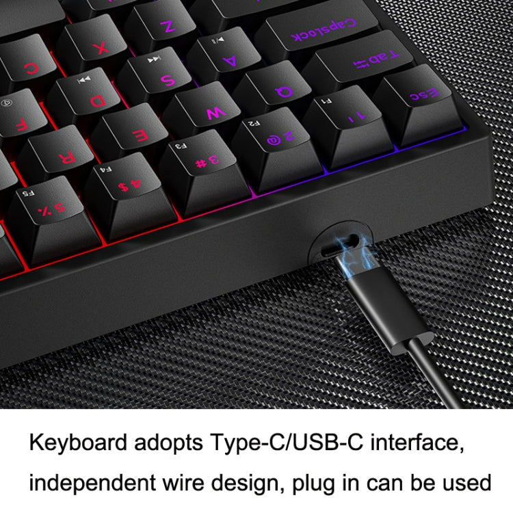 LEAVEN K620 61 Keys Hot Plug-in Glowing Game Wired Mechanical Keyboard, Cable Length: 1.8m