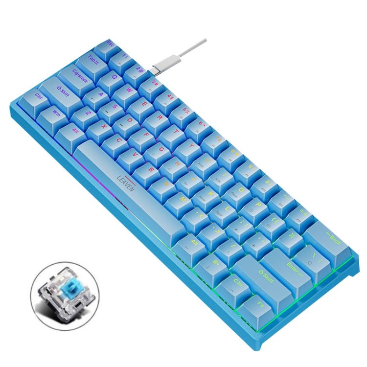 LEAVEN K620 61 Keys Hot Plug-in Glowing Game Wired Mechanical Keyboard, Cable Length: 1.8m