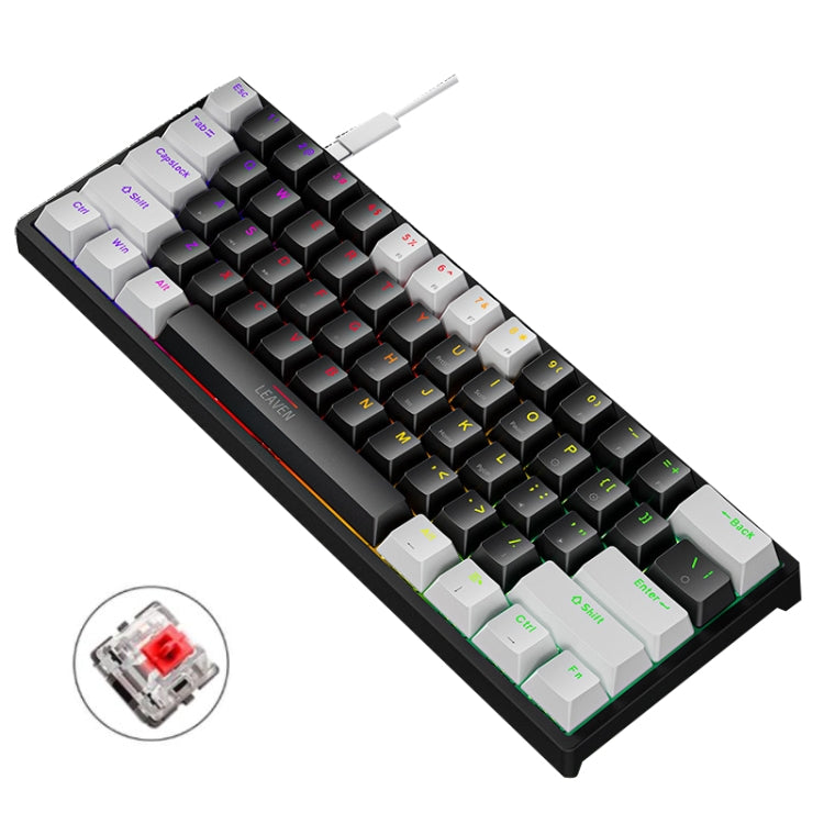 LEAVEN K620 61 Keys Hot Plug-in Glowing Game Wired Mechanical Keyboard, Cable Length: 1.8m