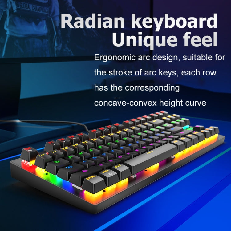 ZIYOULANG K2 87 Keys Office Laptop Punk Glowing Mechanical Wired Keyboard, Cable Length: 1.5m