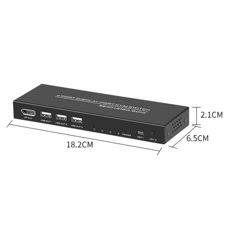 FJGEAR FJ-DK401 60HZ 4 Ports DP+USB To KVM Switcher With Desktop Controller