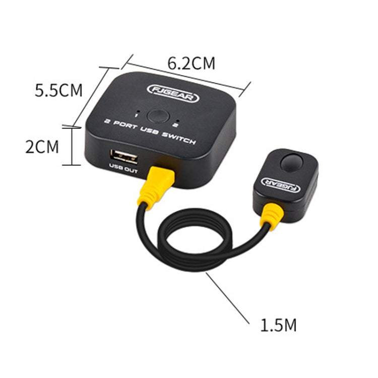 FJGEAR FJ-1A2BS 2 In 1 Out USB Print Share Switcher With Desktop Controller