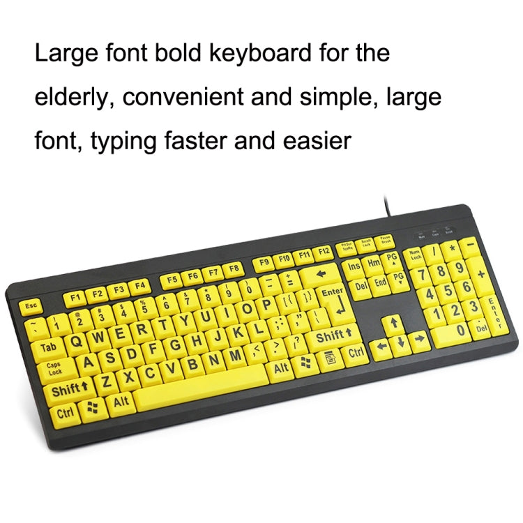 T801 104 Keys Special People Children Old Man Big Letters USB Wired Keyboard, Cable Length: 1.38m