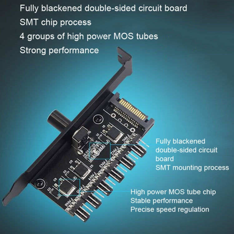 PIC Bit Case Cooling Fan Control Switch PWM 6 Way Computer Fan Speed Controller