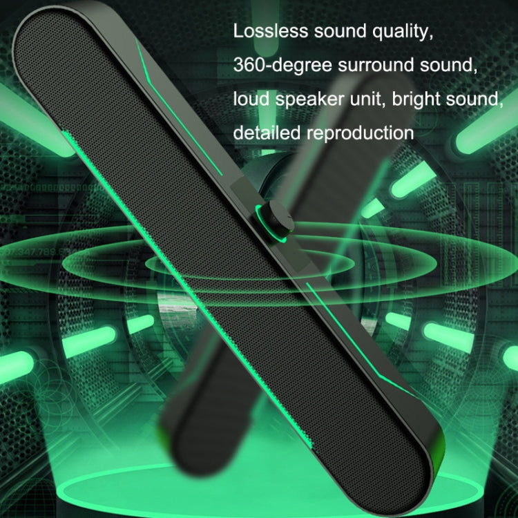 LED Luminous HIFI Stereo Computer Speakers Long Gaming Wired Audio