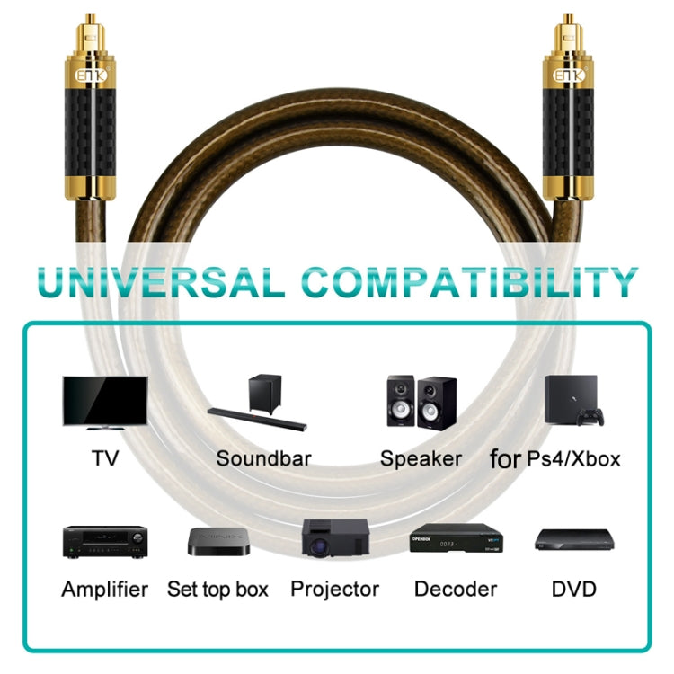 EMK GM/A8.0 Digital Optical Fiber Audio Cable Amplifier Audio Gold Plated Fever Line, Length: