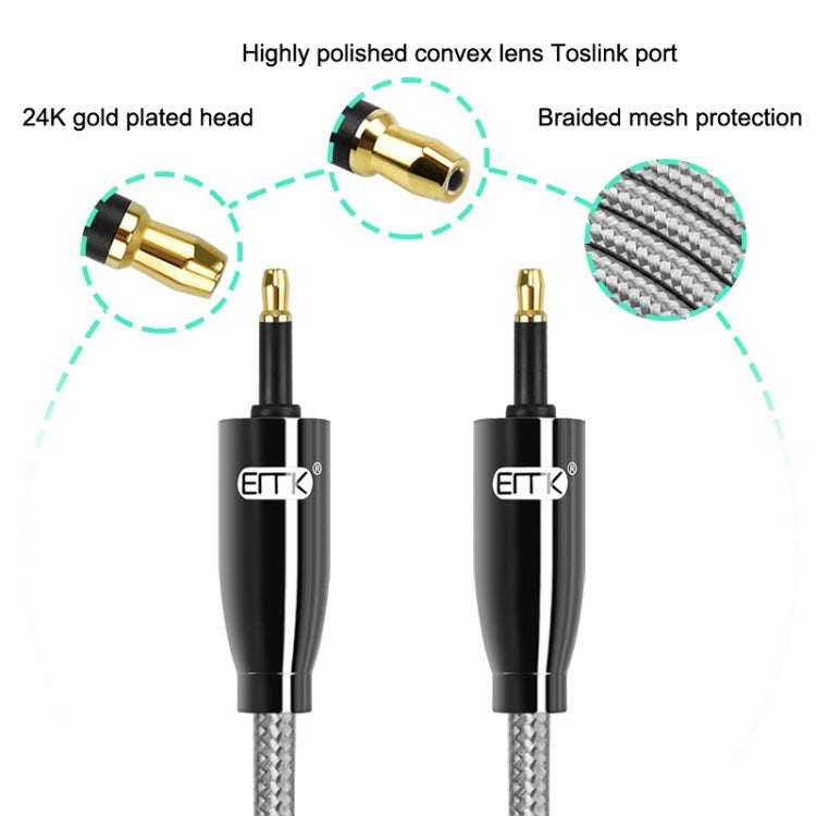 EMK QH4.0 Mini Toslink 3.5mm Interface SPDIF Audio Fiber Optical, Length: