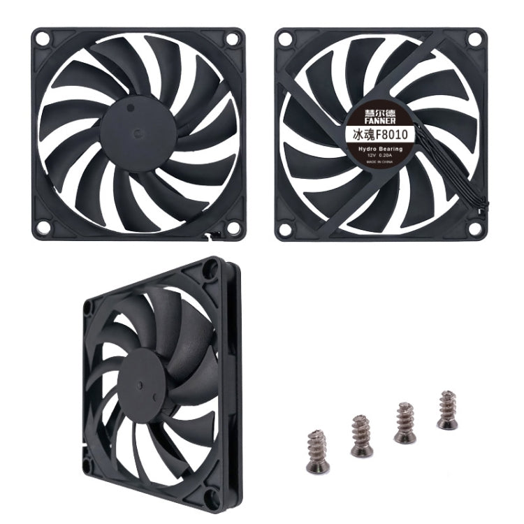 FANNER Ice Soul F8010 Ultra Thin Chassis Fan 4pin PWM Intelligent Speed Adjustment Quiet Cooling Heat Dissipation