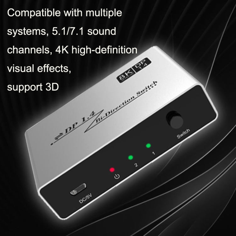 8K 60HZ 1.4V 2 In 1 Out DP Bidirectional Switcher