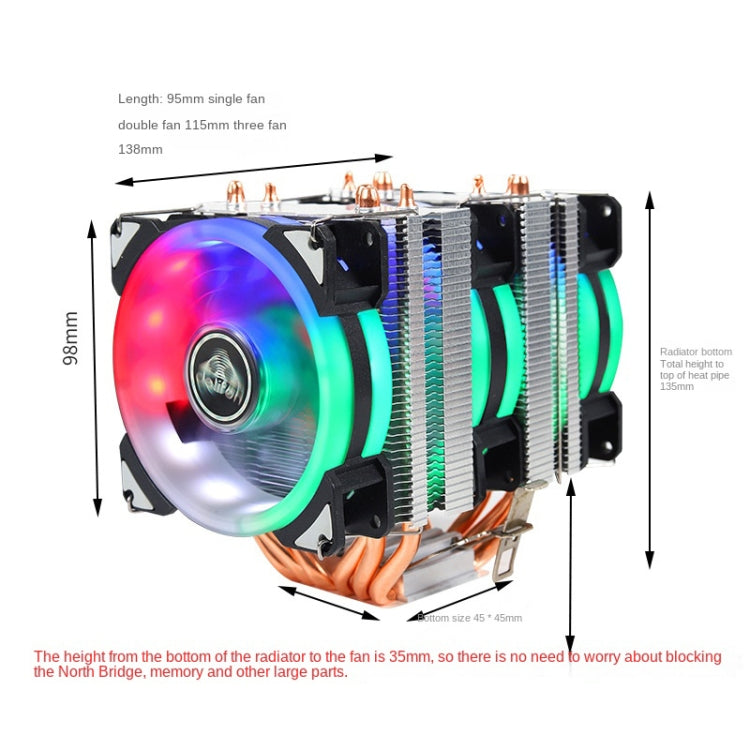 Desktop Computer Double Copper Tube CPU Radiator Super Quiet