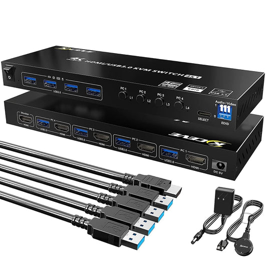 KVM401A 4 Ports USB 3.0 Shared Device HDMI KVM Switch HUB Shared Converter