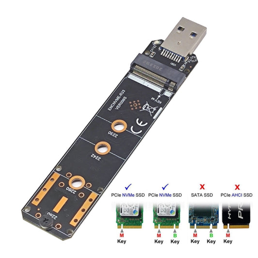 ENCNVME-R33  USB 3.2 Gen 2 10Gbps To NVMe M.2 SSD Adapter RTL9210 Chips For M Key M2 NVMe