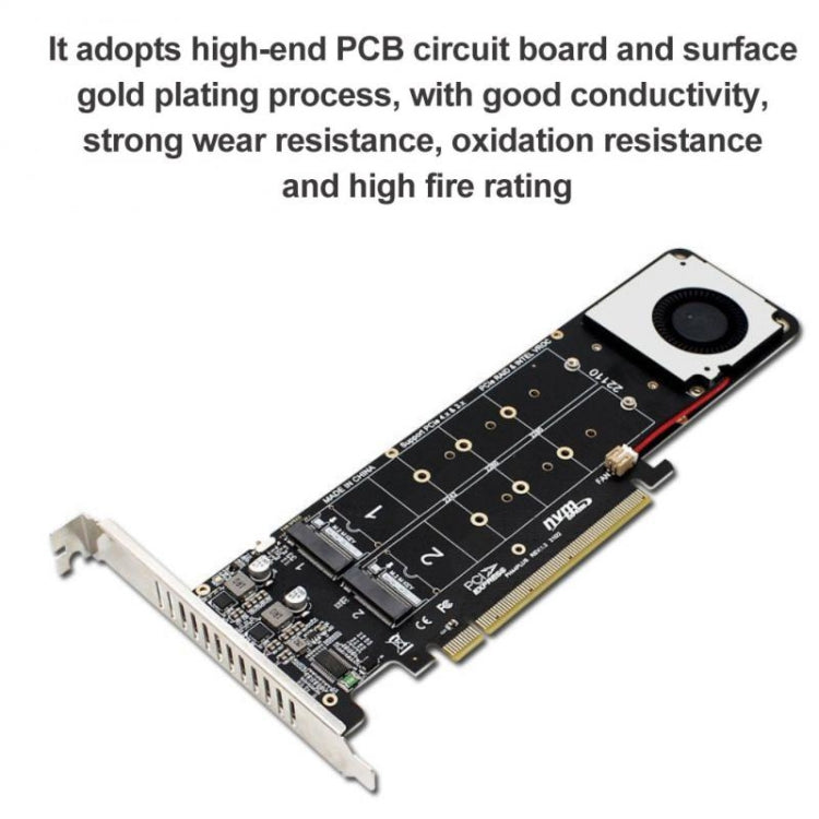 PCI-E X16 to M.2 M-key NVME X4 SSD RAID Array Expansion Adapter Support 2242/2260/2280/22110