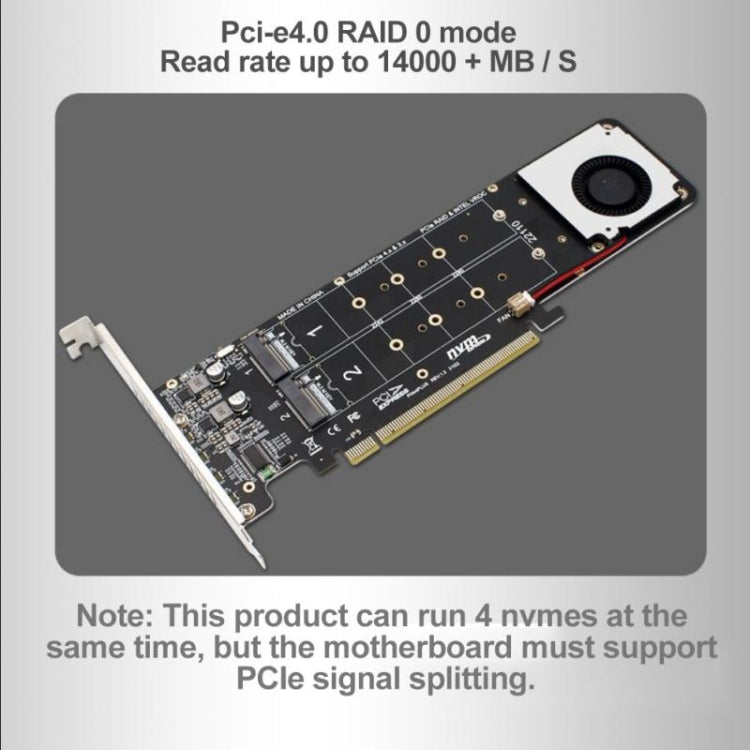 PCI-E X16 to M.2 M-key NVME X4 SSD RAID Array Expansion Adapter Support 2242/2260/2280/22110