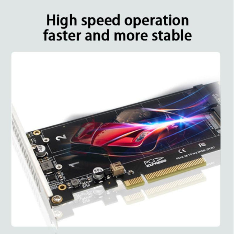 PCI-E X8 Double Disk Transfer Card NVME M.2 MKEY SSD RAID Array Expansion Adapter