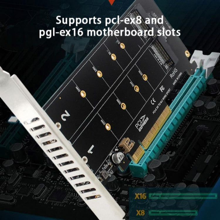 PCI-E X8 Double Disk Transfer Card NVME M.2 MKEY SSD RAID Array Expansion Adapter