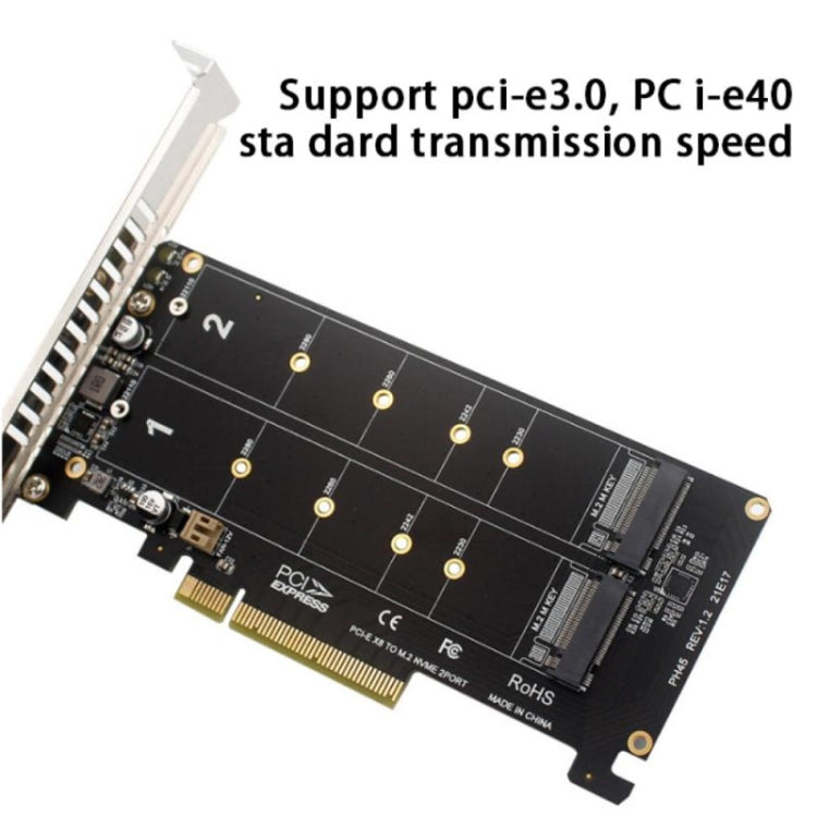 PCI-E X8 Double Disk Transfer Card NVME M.2 MKEY SSD RAID Array Expansion Adapter