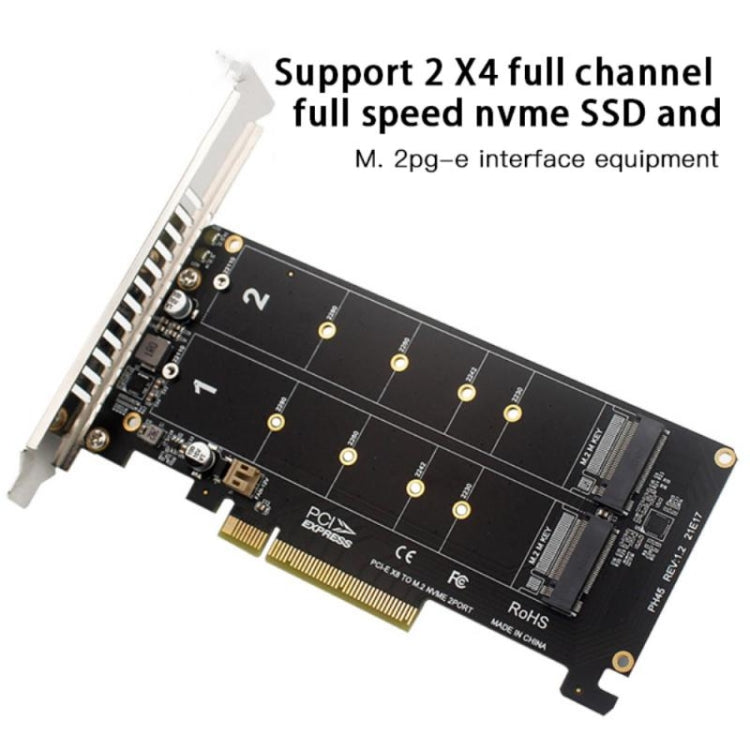 PCI-E X8 Double Disk Transfer Card NVME M.2 MKEY SSD RAID Array Expansion Adapter