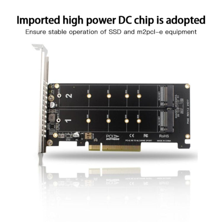 PCI-E X8 Double Disk Transfer Card NVME M.2 MKEY SSD RAID Array Expansion Adapter