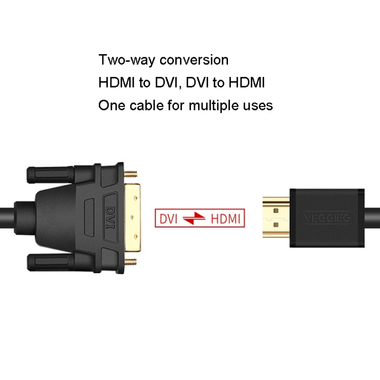 VEGGIEG HDMI To DVI Computer TV HD Monitor Converter Cable Can Interchangeable