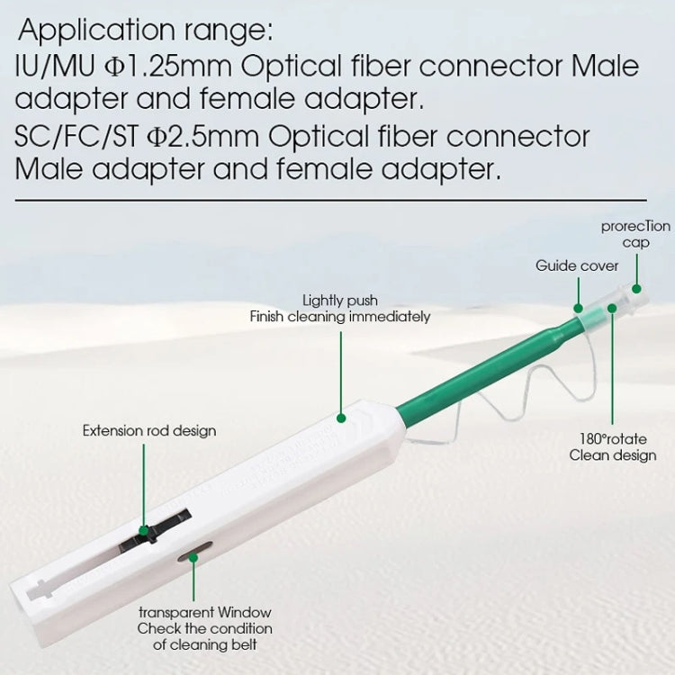 2pcs /Set Fiber Optic Cleaning Pen Endface Cleaner Fiber Optic Cleaning Tool for 1.25mm LC/Mu and 2.5mm SC/ST/FC