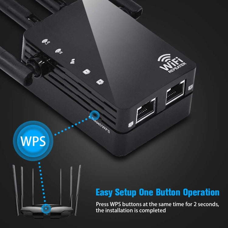 5G/2.4G 1200Mbps WiFi Range Extender WiFi Repeater With 2 Ethernet Ports