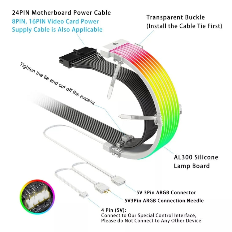 AOSOR AL300 Computer Glow Line ARGB Neon Cable Motherboard Chassis Light Strip Light Board Decoration