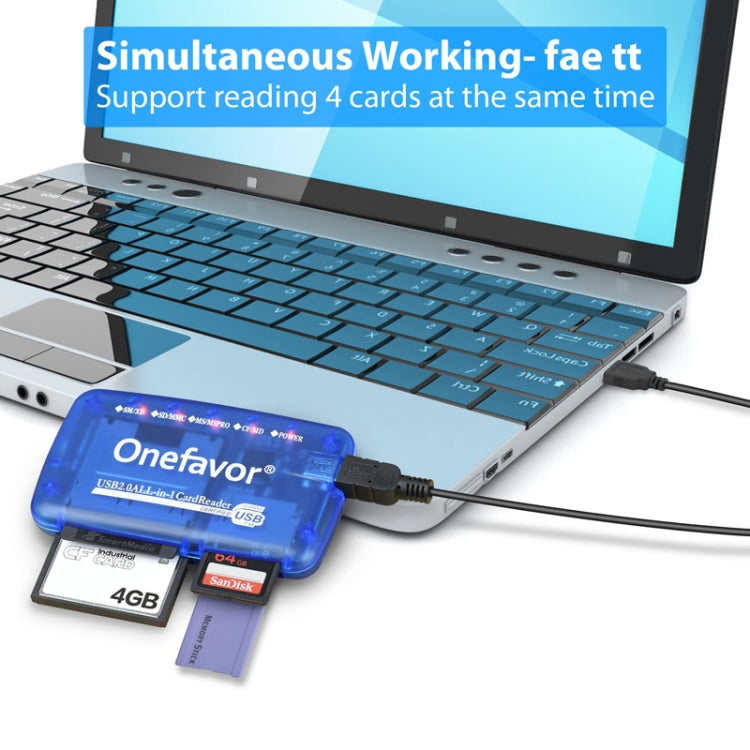 Onefavor All-In-One Card Reader Support SM / XD / SD / MMC / MS / CF Card