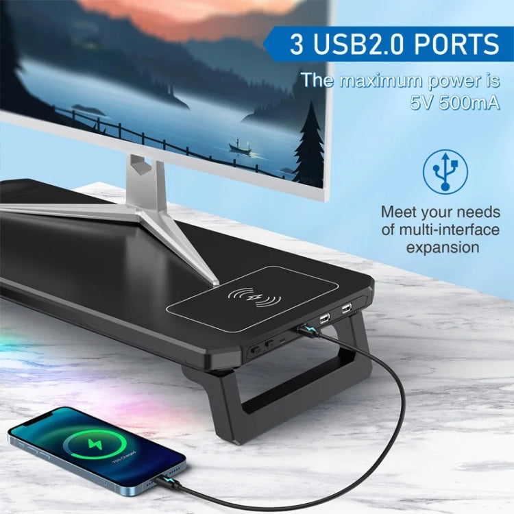 RGB Computer Monitor Stand Riser 3 USB 2.0 +1 Type-C Ports