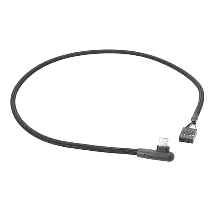 Motherboard USB 9Pin To Type-C Elbow Data Cable Braided Network Cable