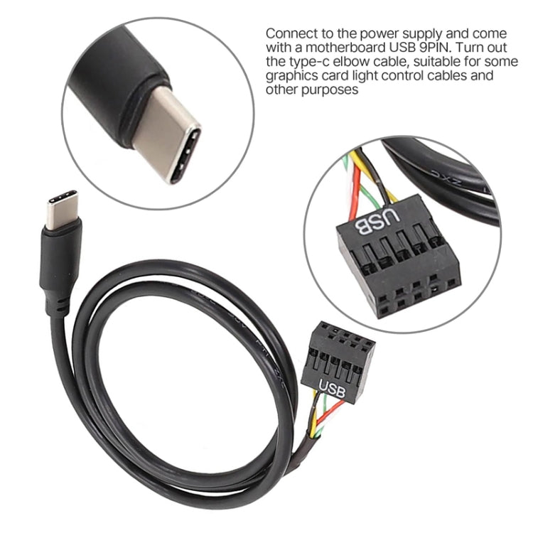 Motherboard USB 9Pin To Type-C Straight Data Double Shielded Cable