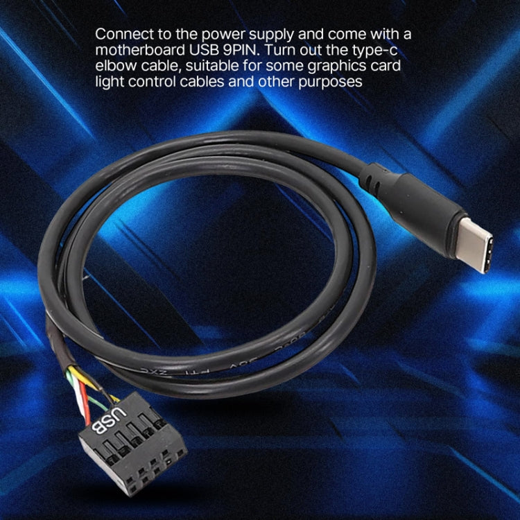 Motherboard USB 9Pin To Type-C Straight Data Double Shielded Cable