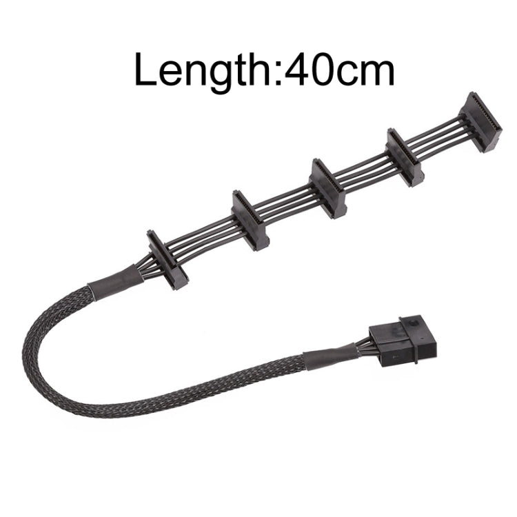 18AWG Large 4Pin Sleeve Grid 1 To 5 SATA Hard Drive Cage Cable