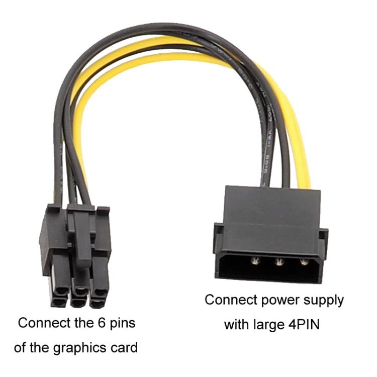 Large 4Pin To 6Pin Power Cord Graphics Card Adapter Cable