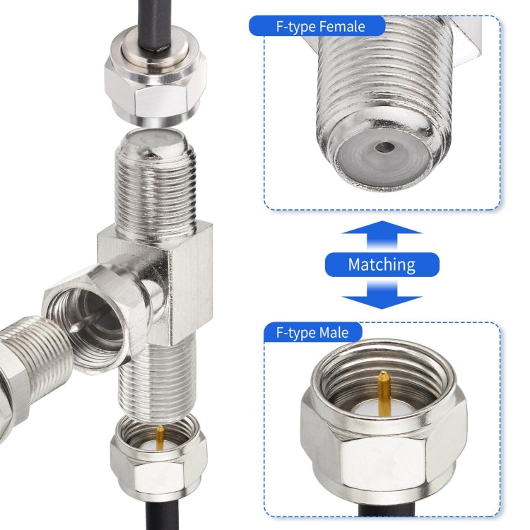 F Type Splitter 3 Way Connector F Male To Dual F Female Coaxial Connector Adapter