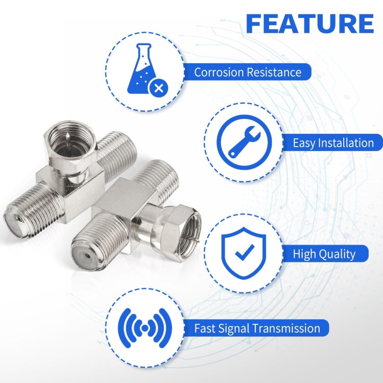 F Type Splitter 3 Way Connector F Male To Dual F Female Coaxial Connector Adapter