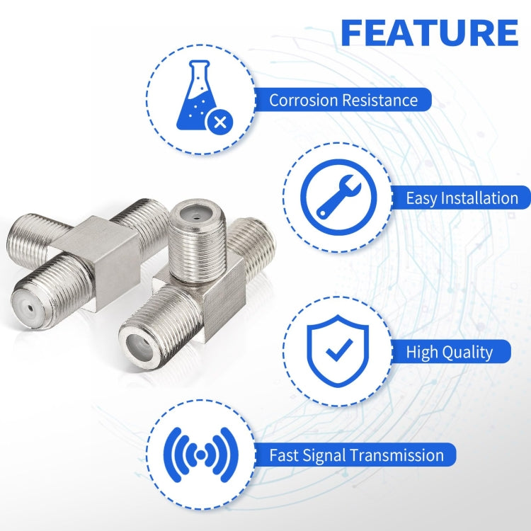 F Type Splitter 3 Way F Female To Dual F Female Coaxial Connector Adapter