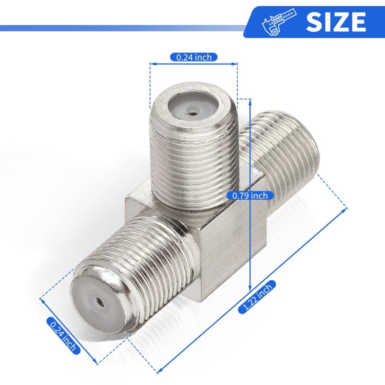 F Type Splitter 3 Way F Female To Dual F Female Coaxial Connector Adapter