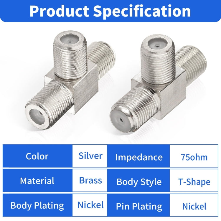 F Type Splitter 3 Way F Female To Dual F Female Coaxial Connector Adapter