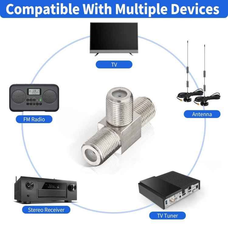 F Type Splitter 3 Way F Female To Dual F Female Coaxial Connector Adapter