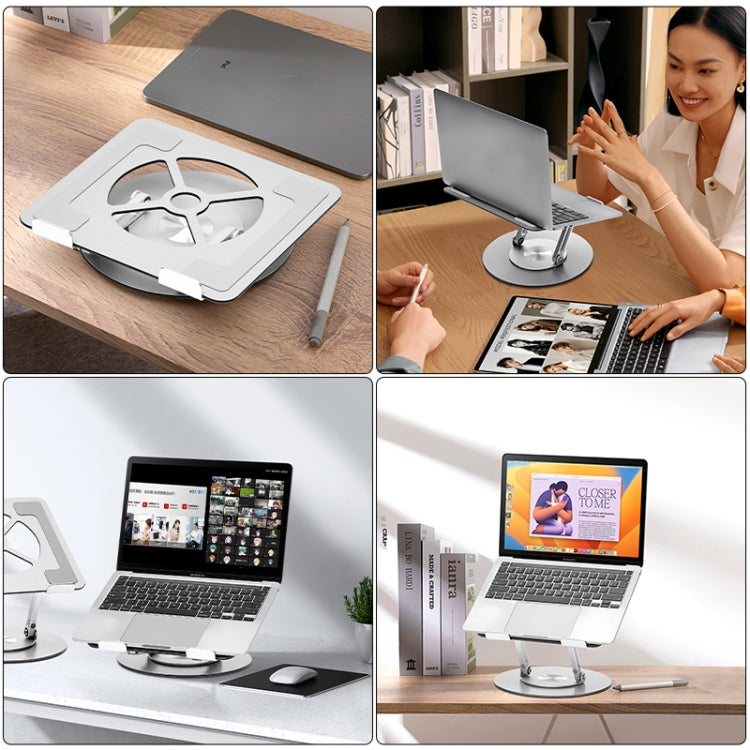 Aluminum Alloy Laptop Stand Notebook Riser with 360 Degree Rotating Base,