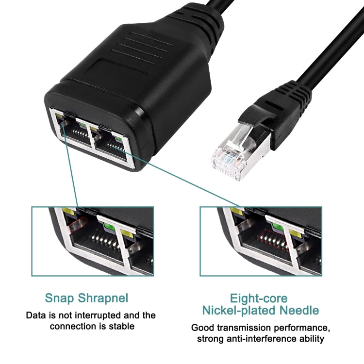 Network Cable 1 In 2 RJ45 Simultaneous Internet Access Male Adapter Cable