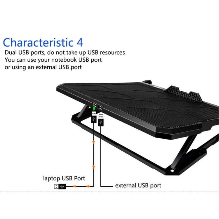 ICE COOREL K6 6-fans Adjustable LCD Display Laptop Stand Radiator