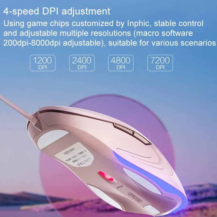 Inphic B8 Mute Light Emitting Wired Mice Home Office Gaming Computer Mouse